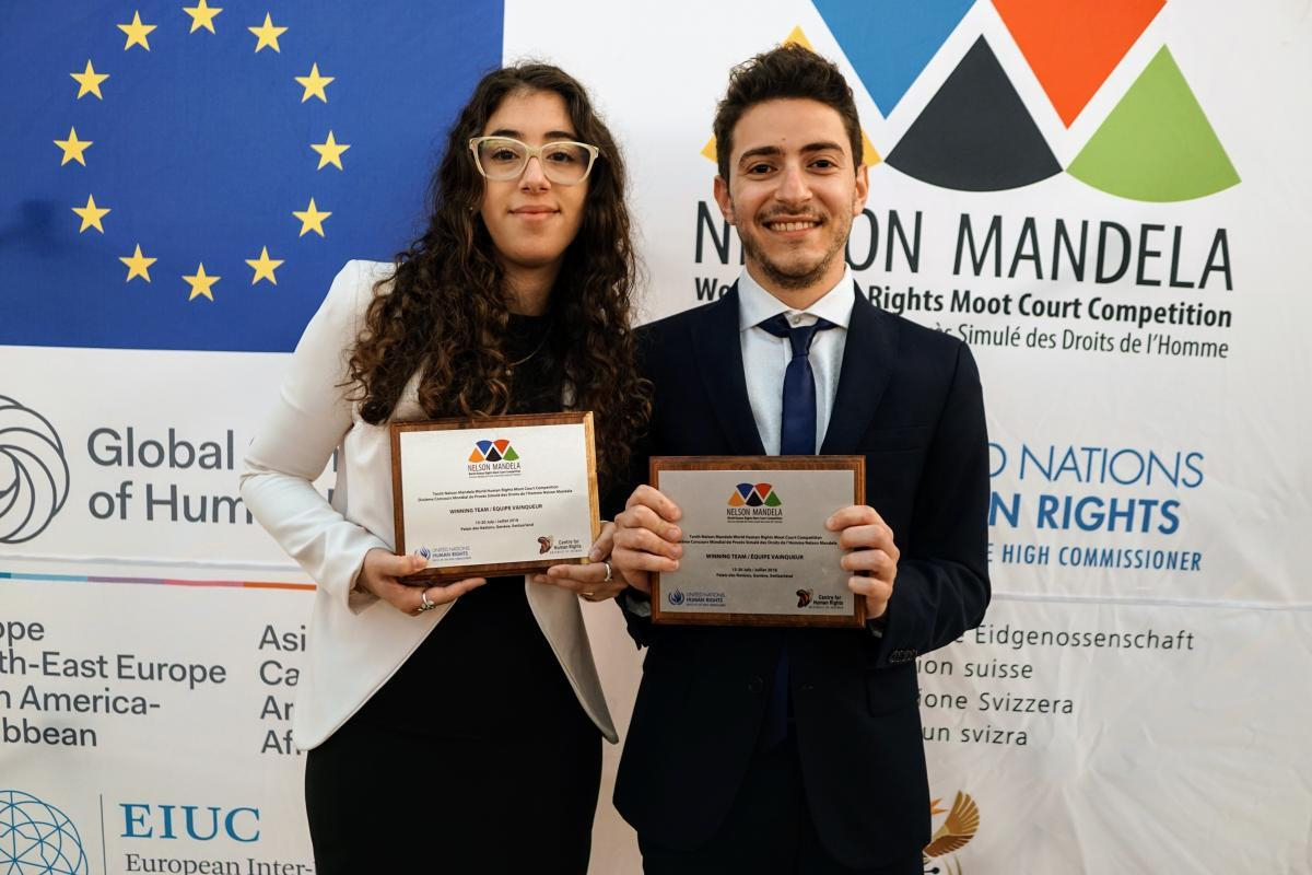 The winning team of the 10th Nelson Mandela World Human Rights Moot Court Competition: The University of Buenos Aires in Argentina
