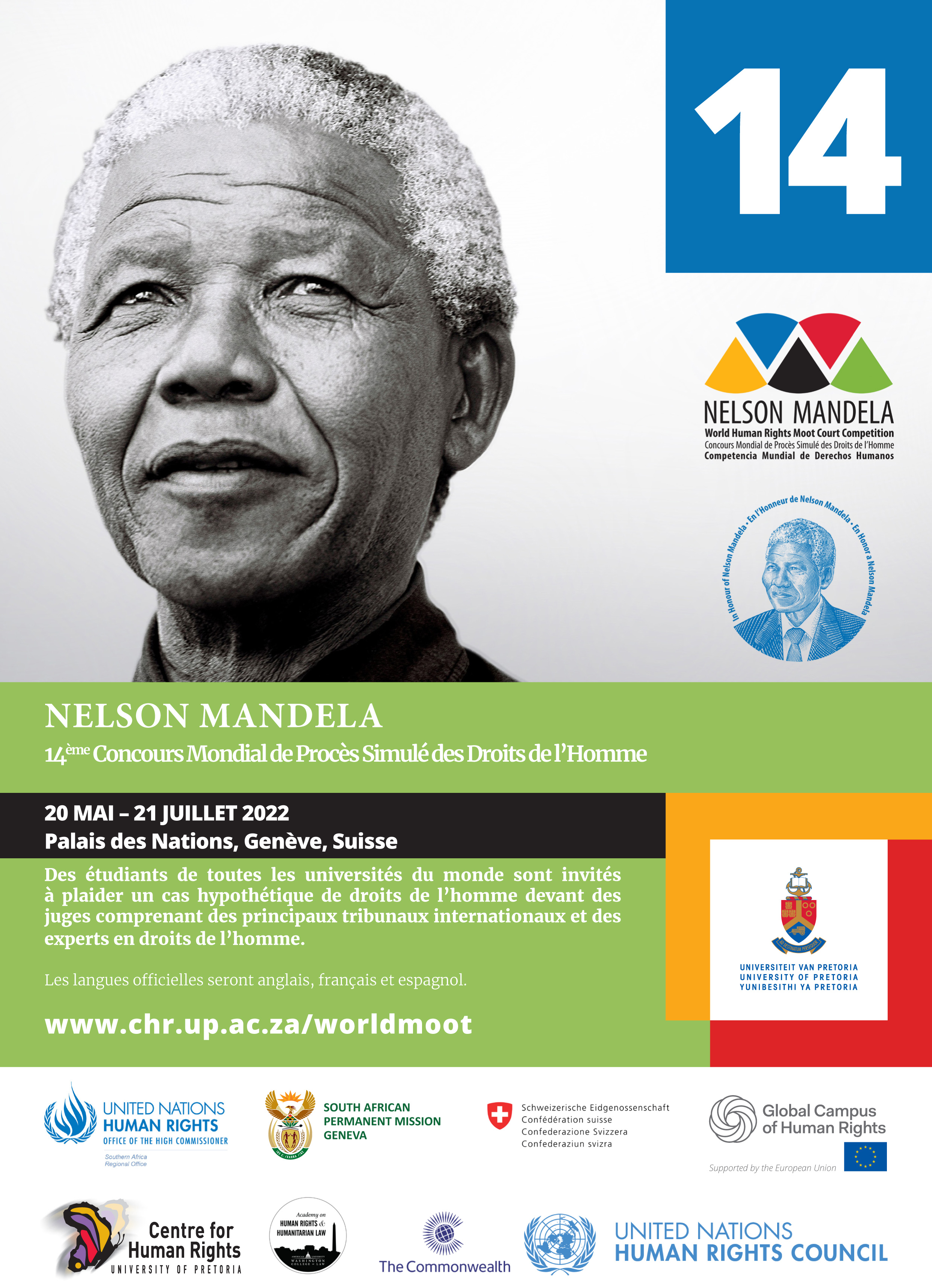 FR 14th Nelson Mandela World Human Rights Moot Court Competition Poster