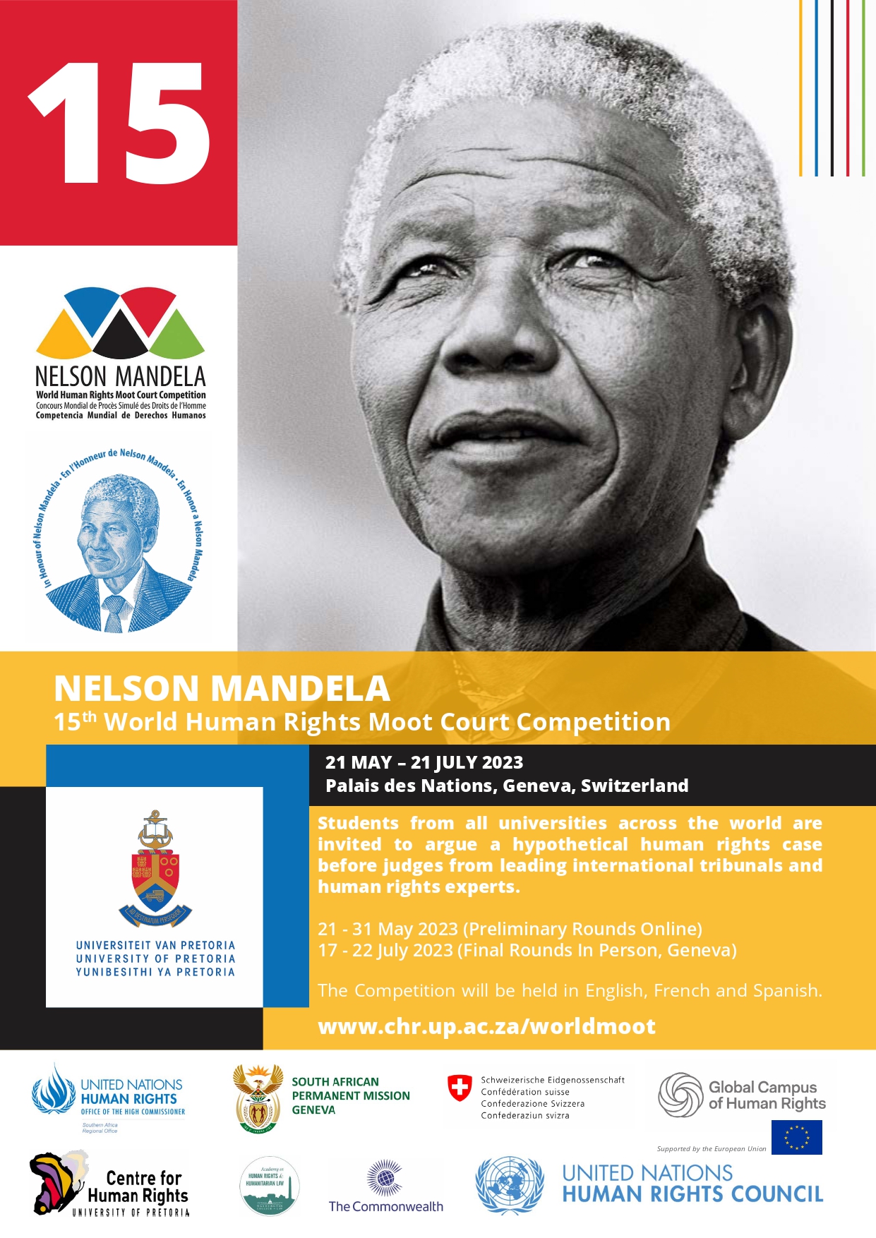 Nelson Mandela 15th World Moot Competition 2023 poster