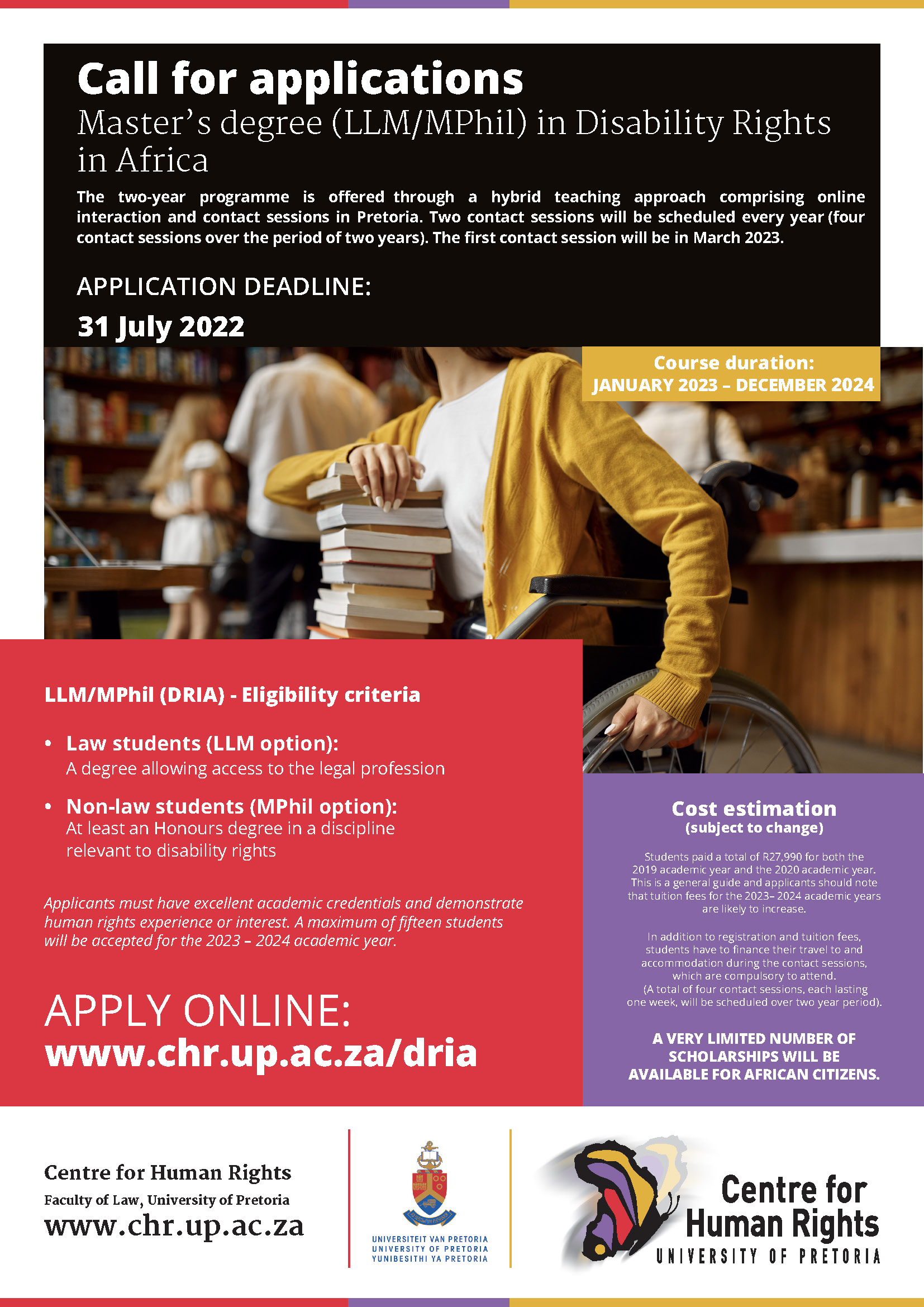 LLM MPhil DRIA Centre for Human Rights advert 2022 final