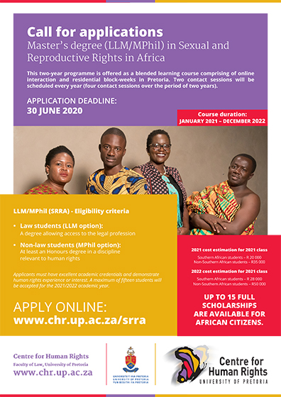 LLM MPhil SRRA Centre for Human Rights advert 2020
