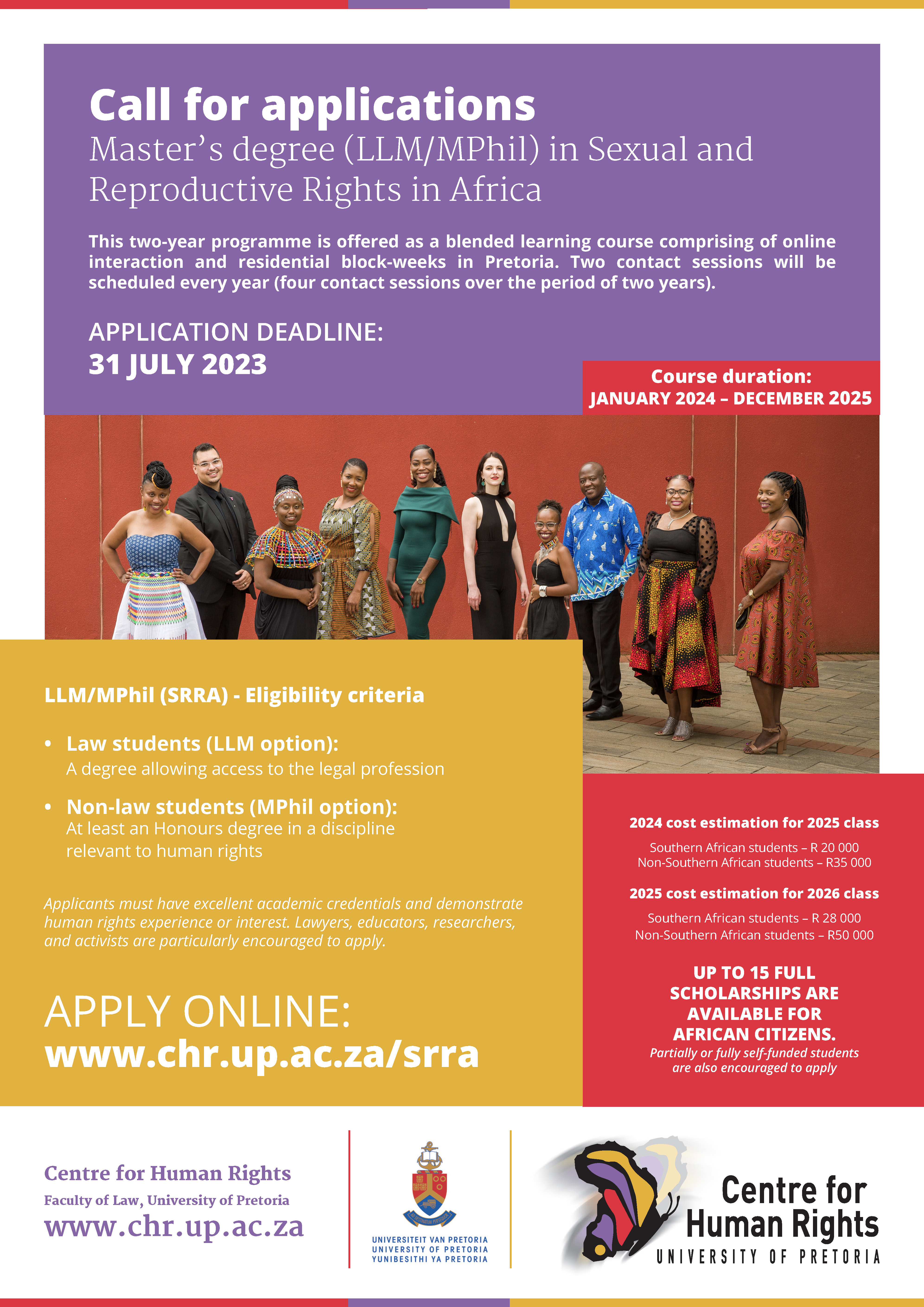 LLM MPhil SRRA Centre for Human Rights advert 2023