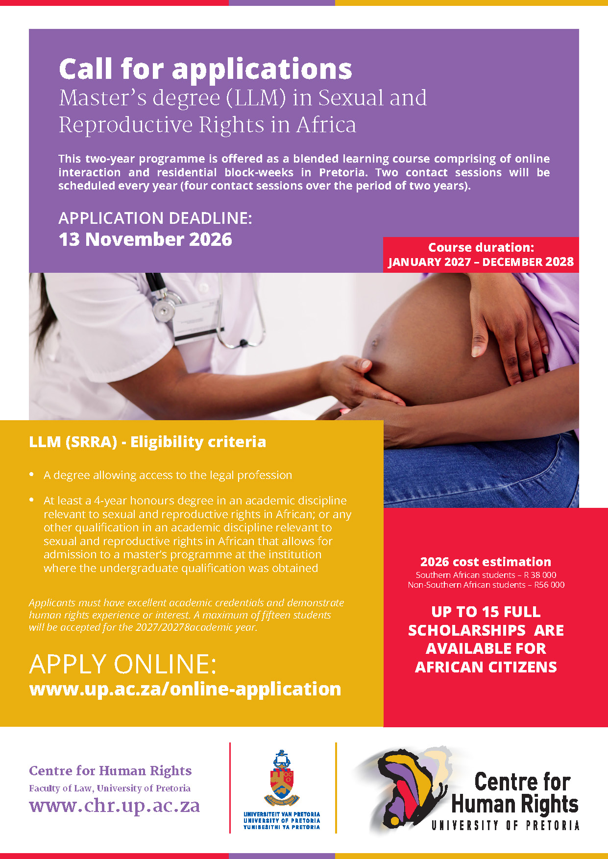 LLM SRRA Centre for Human Rights advert 2026 october update