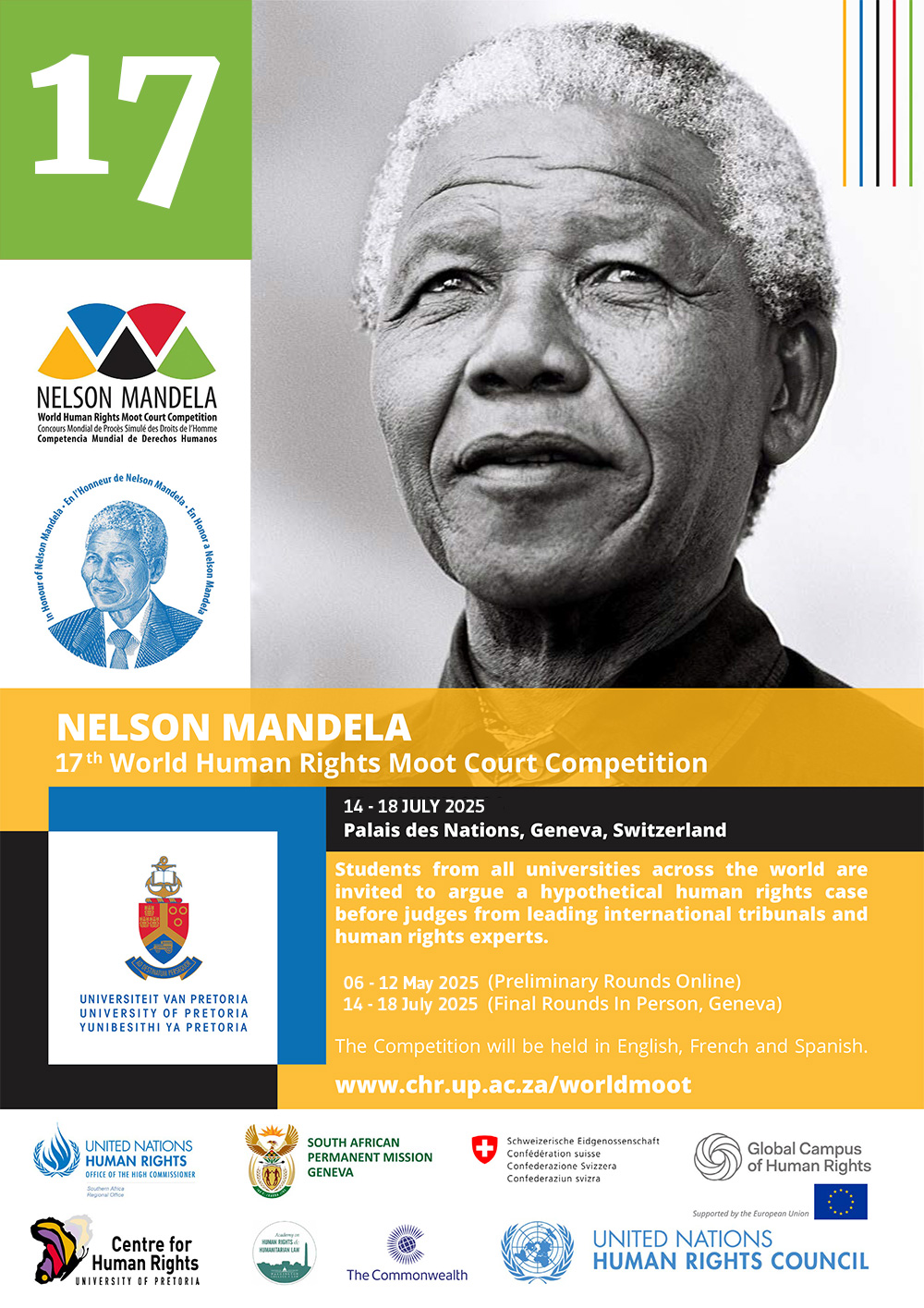 Nelson Mandela 17th World Moot Competition 2025 poster