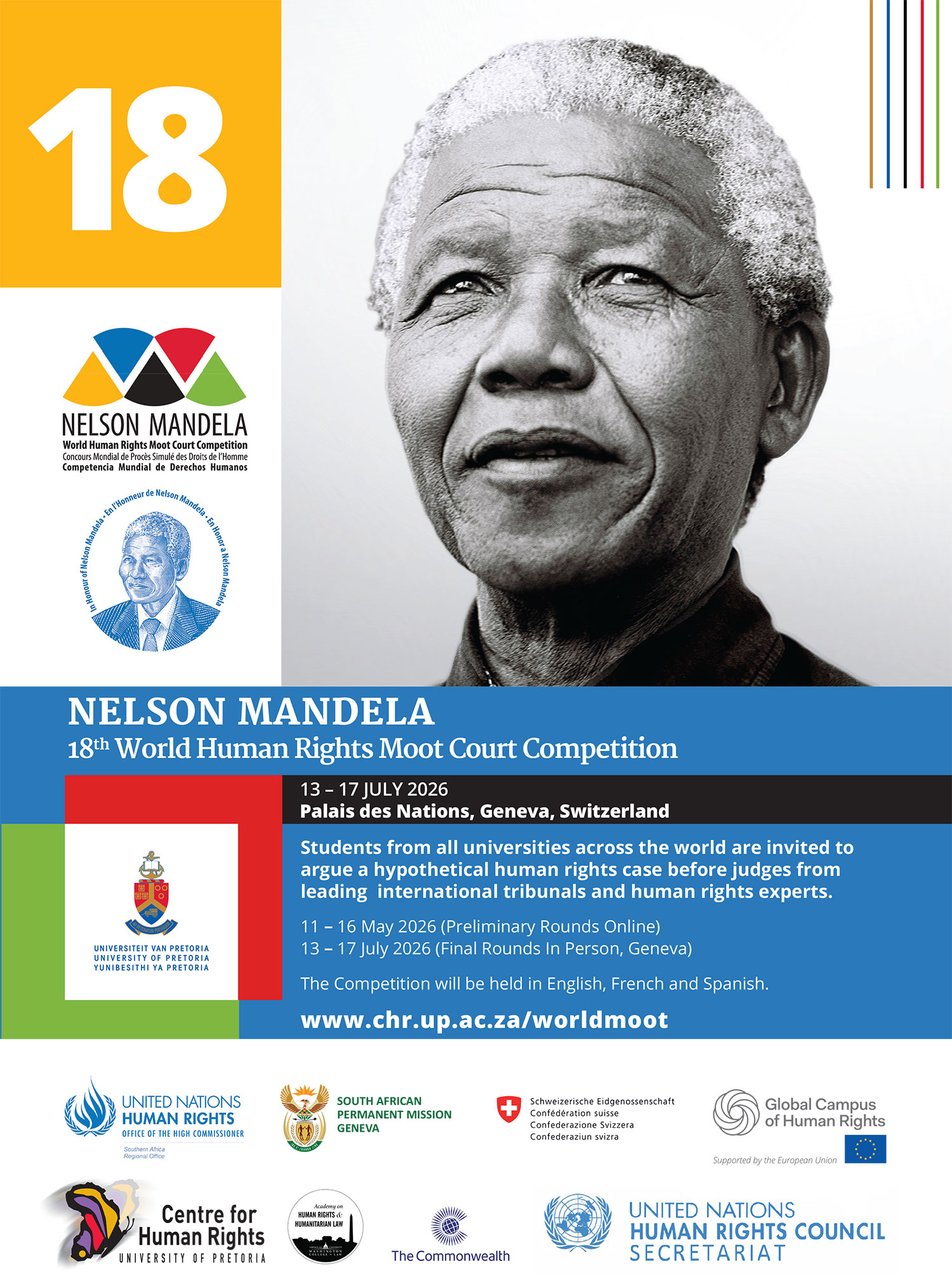 EN 18th Nelson Mandela World Human Rights Moot Court Competition Poster