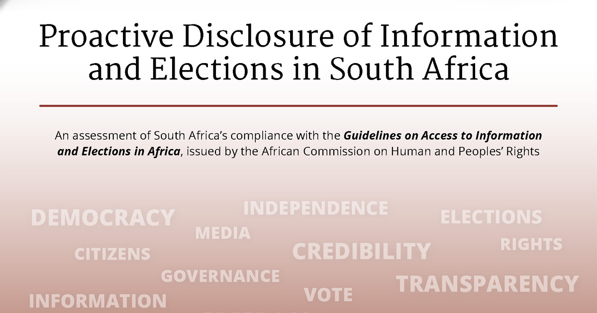 Proactive Disclosure of Inform and Elections in South Africa 1