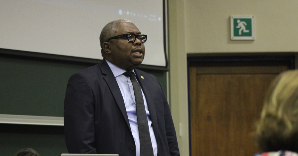 Chairperson of the African Commission on Human and Peoples’ Rights, Hon Remy Ngoy Lumbu delivering his opening remarks at the event
