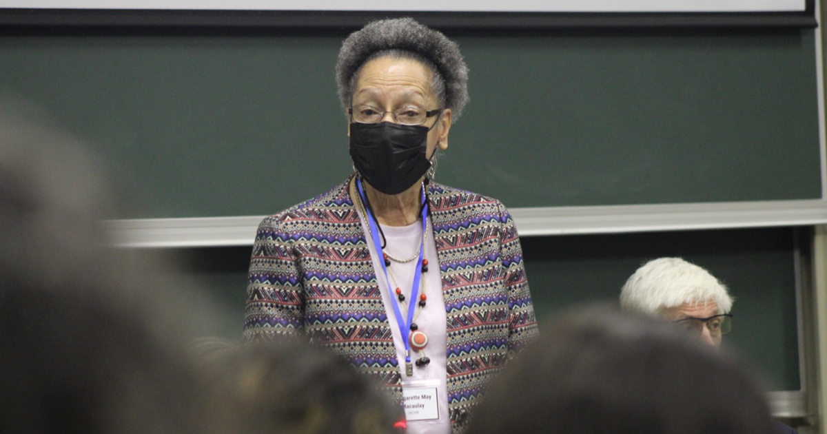 President of the Inter-American Commission, Hon. Margarette May Macaulay delivering her opening remarks at the event